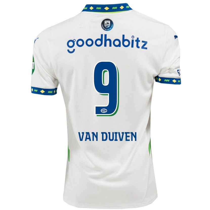 Danxen Barn Jason Van Duiven #9 Vit Mörkblå Tredjesatsen Matchtröjor 2024/25 Tröjor T-Tröja