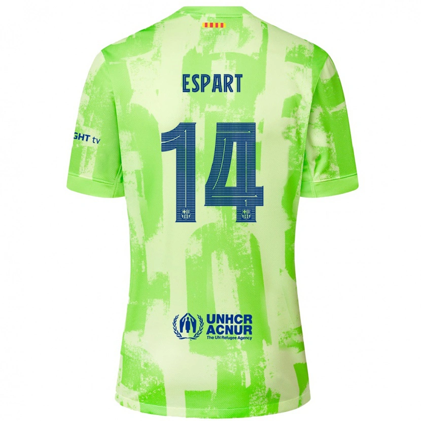 Danxen Barn Xavi Espart #14 Kalk Tredjesatsen Matchtröjor 2024/25 Tröjor T-Tröja