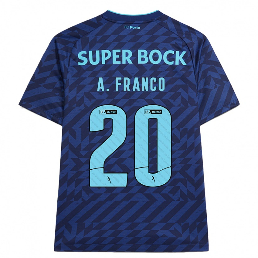Danxen Barn André Franco #20 Marinblå Tredjesatsen Matchtröjor 2024/25 Tröjor T-Tröja