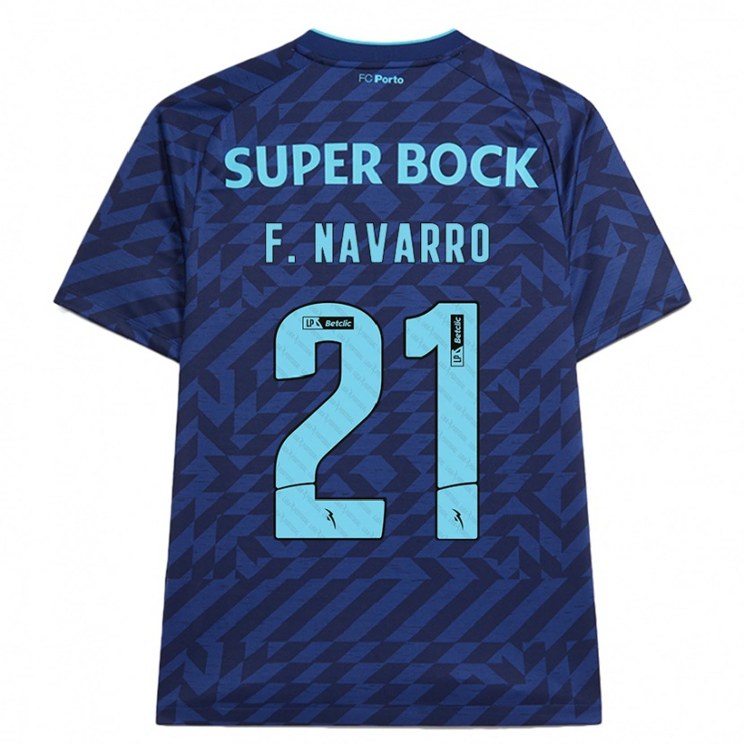 Danxen Barn Fran Navarro #21 Marinblå Tredjesatsen Matchtröjor 2024/25 Tröjor T-Tröja