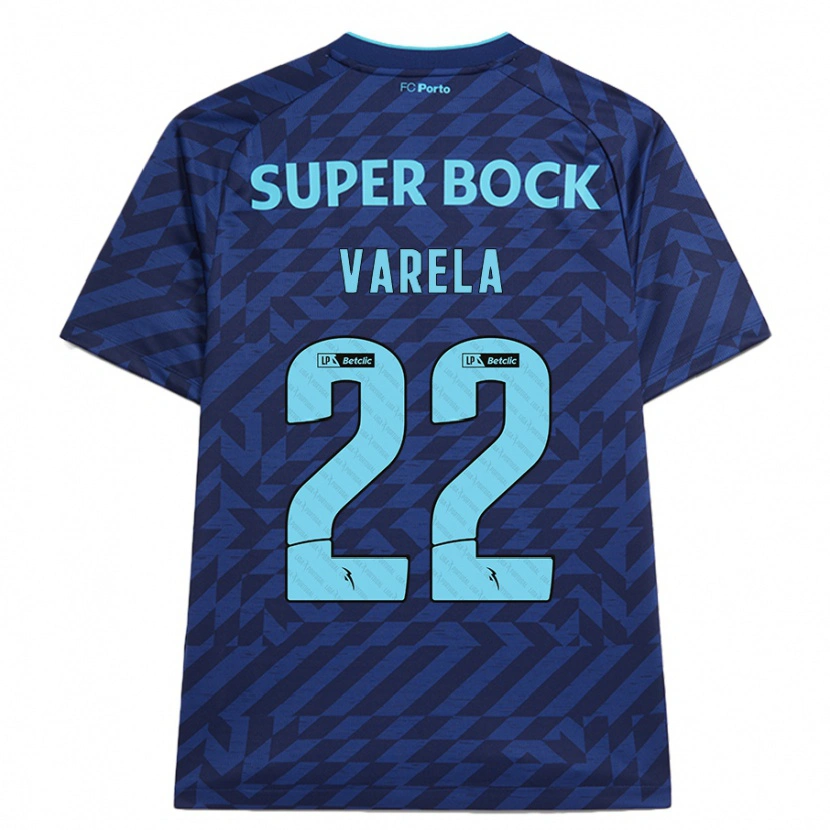 Danxen Barn Alan Varela #22 Marinblå Tredjesatsen Matchtröjor 2024/25 Tröjor T-Tröja