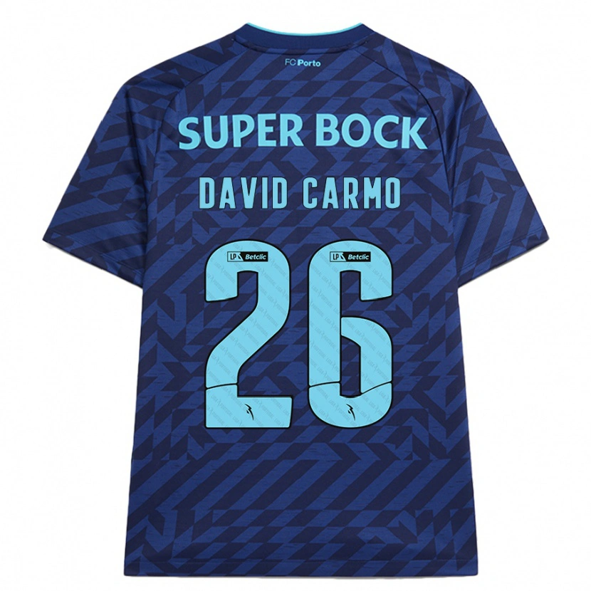 Danxen Barn David Carmo #26 Marinblå Tredjesatsen Matchtröjor 2024/25 Tröjor T-Tröja