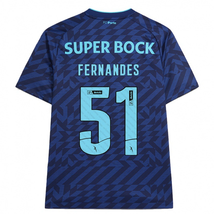 Danxen Barn Diogo Fernandes #51 Marinblå Tredjesatsen Matchtröjor 2024/25 Tröjor T-Tröja