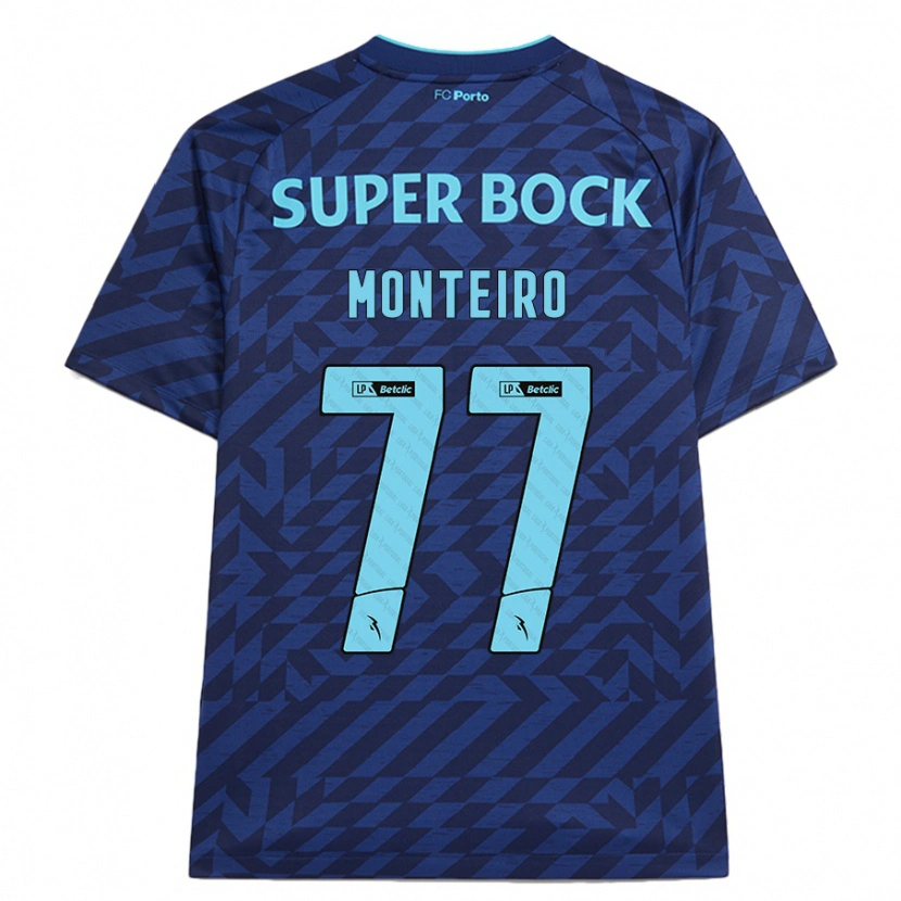 Danxen Barn Rui Monteiro #77 Marinblå Tredjesatsen Matchtröjor 2024/25 Tröjor T-Tröja