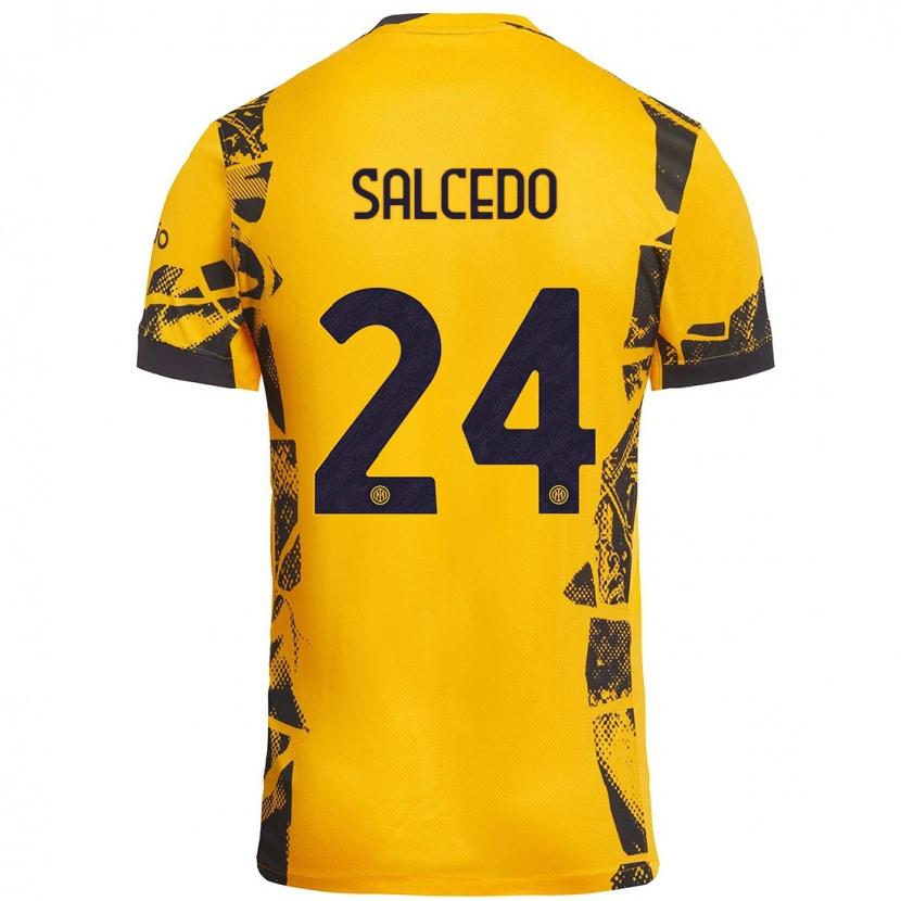 Danxen Barn Eddie Salcedo #24 Guld Svart Tredjesatsen Matchtröjor 2024/25 Tröjor T-Tröja