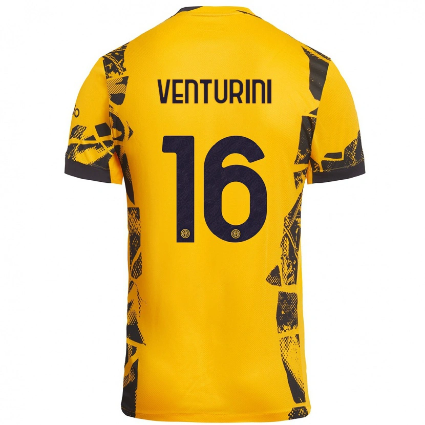 Danxen Barn Matteo Venturini #16 Guld Svart Tredjesatsen Matchtröjor 2024/25 Tröjor T-Tröja