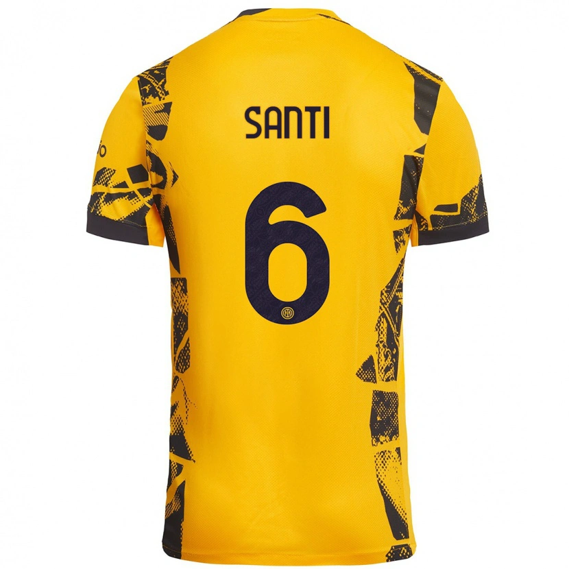 Danxen Barn Irene Santi #6 Guld Svart Tredjesatsen Matchtröjor 2024/25 Tröjor T-Tröja
