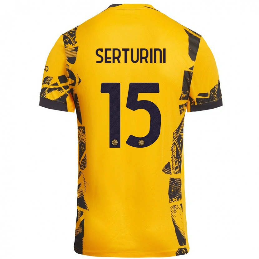 Danxen Barn Annamaria Serturini #15 Guld Svart Tredjesatsen Matchtröjor 2024/25 Tröjor T-Tröja