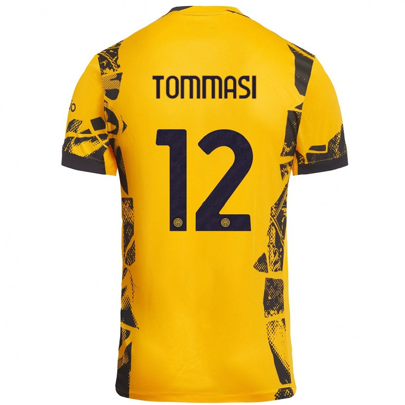 Danxen Barn Francesco Tommasi #12 Guld Svart Tredjesatsen Matchtröjor 2024/25 Tröjor T-Tröja
