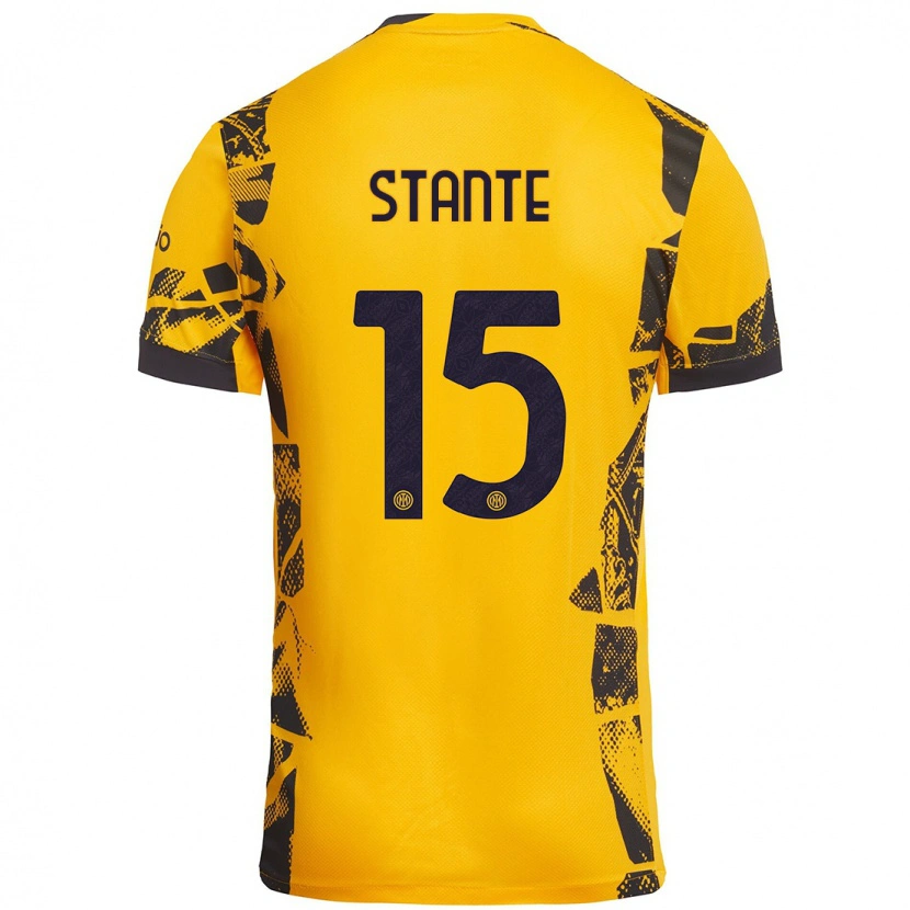 Danxen Barn Francesco Stante #15 Guld Svart Tredjesatsen Matchtröjor 2024/25 Tröjor T-Tröja