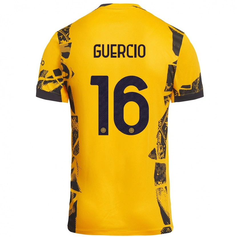 Danxen Barn Tommaso Guercio #16 Guld Svart Tredjesatsen Matchtröjor 2024/25 Tröjor T-Tröja