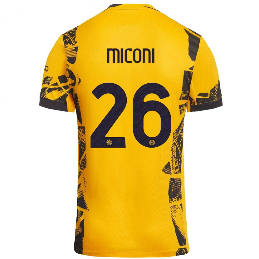 Danxen Barn Riccardo Miconi #26 Guld Svart Tredjesatsen Matchtröjor 2024/25 Tröjor T-Tröja