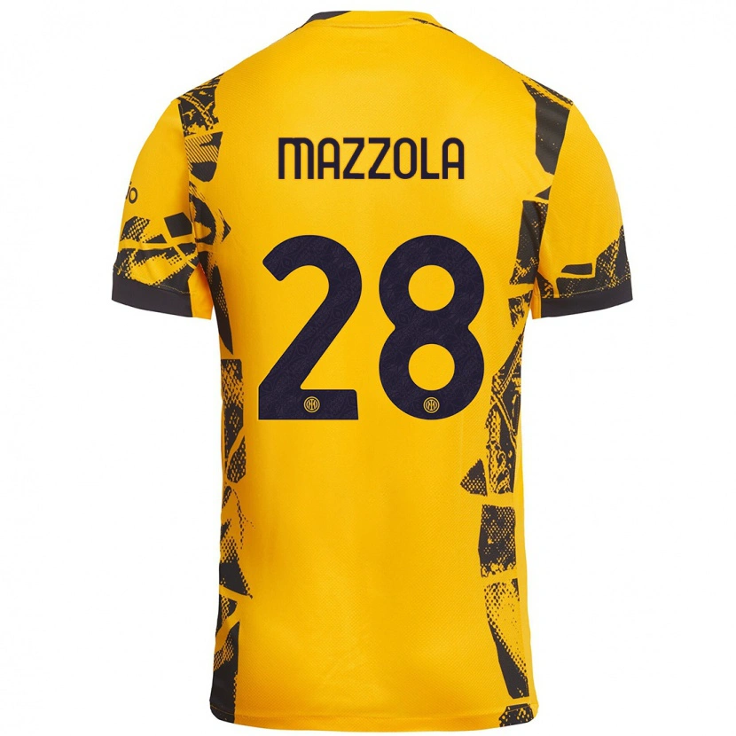 Danxen Barn Giuseppe Mazzola #28 Guld Svart Tredjesatsen Matchtröjor 2024/25 Tröjor T-Tröja