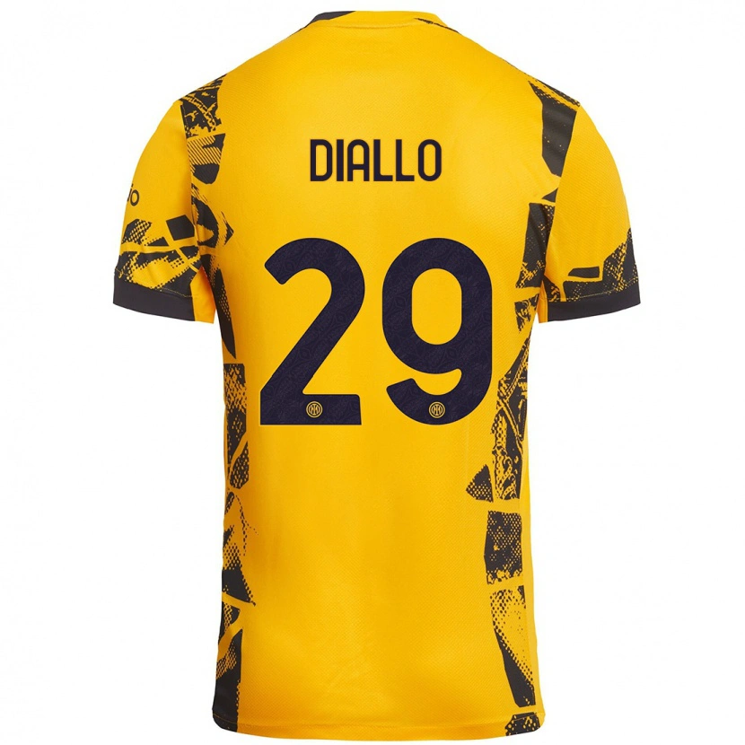 Danxen Barn Oumar Diallo #29 Guld Svart Tredjesatsen Matchtröjor 2024/25 Tröjor T-Tröja