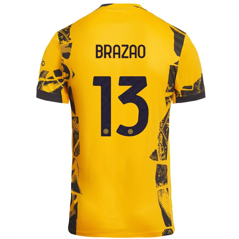 Danxen Barn Gabriel Brazao #13 Guld Svart Tredjesatsen Matchtröjor 2024/25 Tröjor T-Tröja