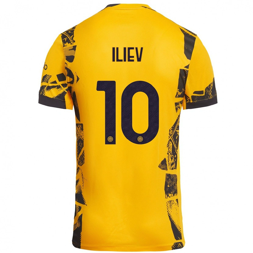 Danxen Barn Nikola Iliev #10 Guld Svart Tredjesatsen Matchtröjor 2024/25 Tröjor T-Tröja