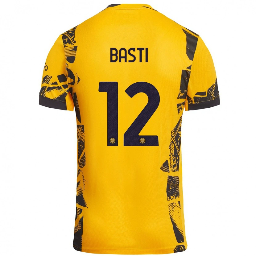 Danxen Barn Matteo Basti #12 Guld Svart Tredjesatsen Matchtröjor 2024/25 Tröjor T-Tröja