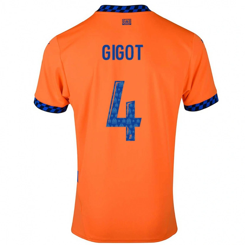 Danxen Barn Samuel Gigot #4 Orange Mörkblå Tredjesatsen Matchtröjor 2024/25 Tröjor T-Tröja