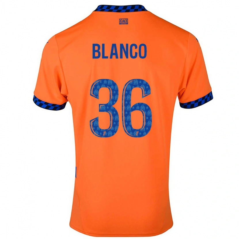 Danxen Barn Rubén Blanco #36 Orange Mörkblå Tredjesatsen Matchtröjor 2024/25 Tröjor T-Tröja