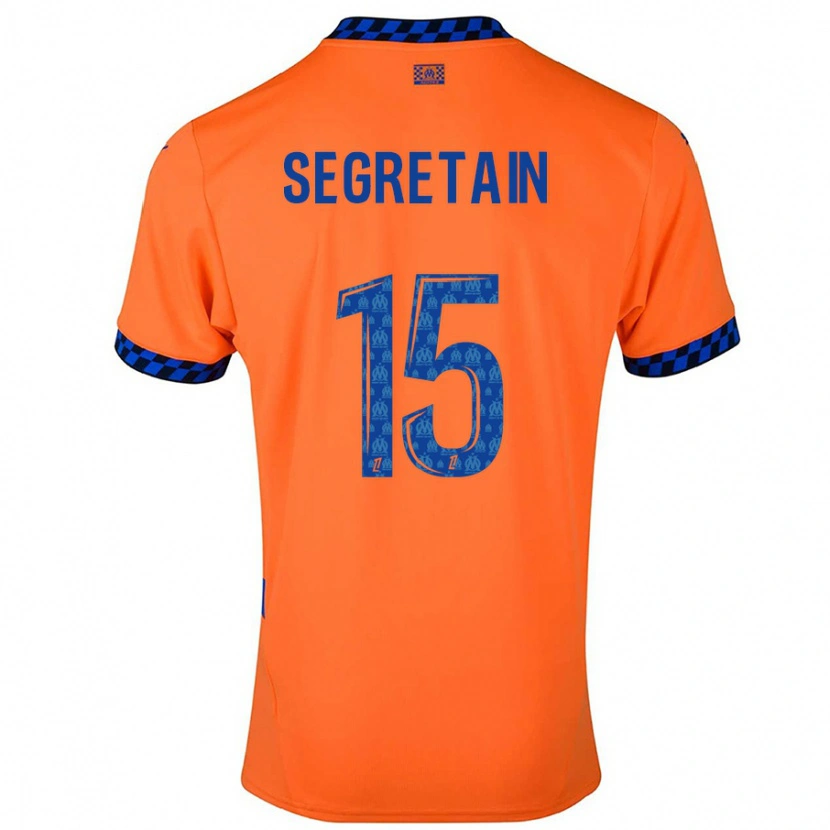 Danxen Barn Julie Ségrétain #15 Orange Mörkblå Tredjesatsen Matchtröjor 2024/25 Tröjor T-Tröja