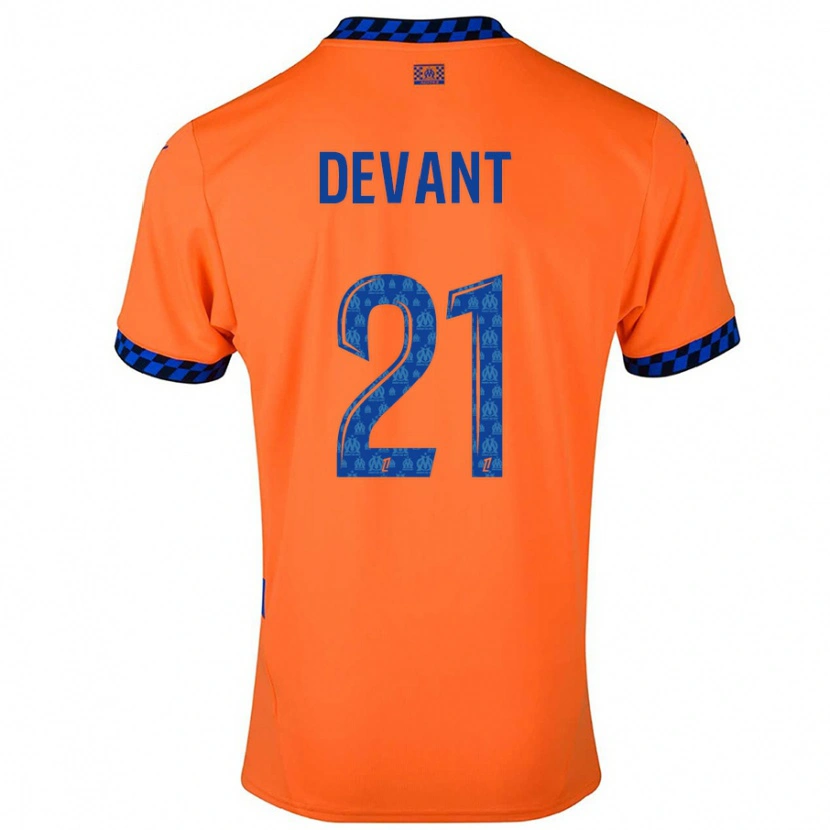 Danxen Barn Caroline Devant #21 Orange Mörkblå Tredjesatsen Matchtröjor 2024/25 Tröjor T-Tröja