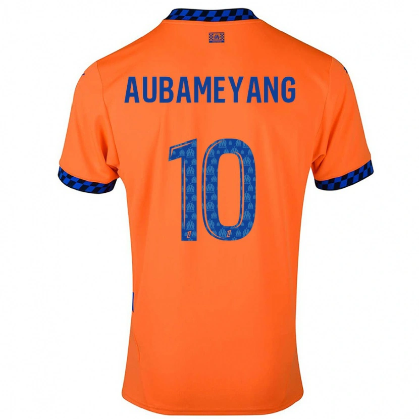 Danxen Barn Pierre-Emerick Aubameyang #10 Orange Mörkblå Tredjesatsen Matchtröjor 2024/25 Tröjor T-Tröja