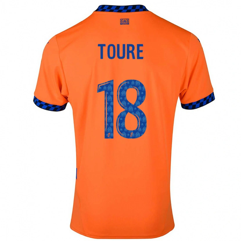 Danxen Barn Isaak Toure #18 Orange Mörkblå Tredjesatsen Matchtröjor 2024/25 Tröjor T-Tröja