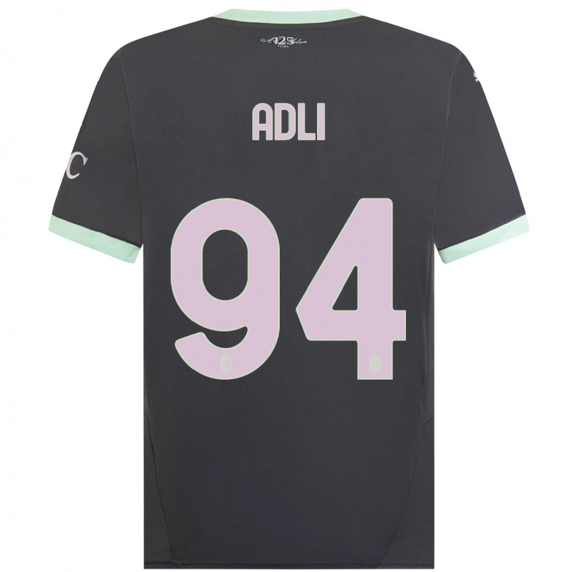 Danxen Barn Yacine Adli #94 Grå Tredjesatsen Matchtröjor 2024/25 Tröjor T-Tröja