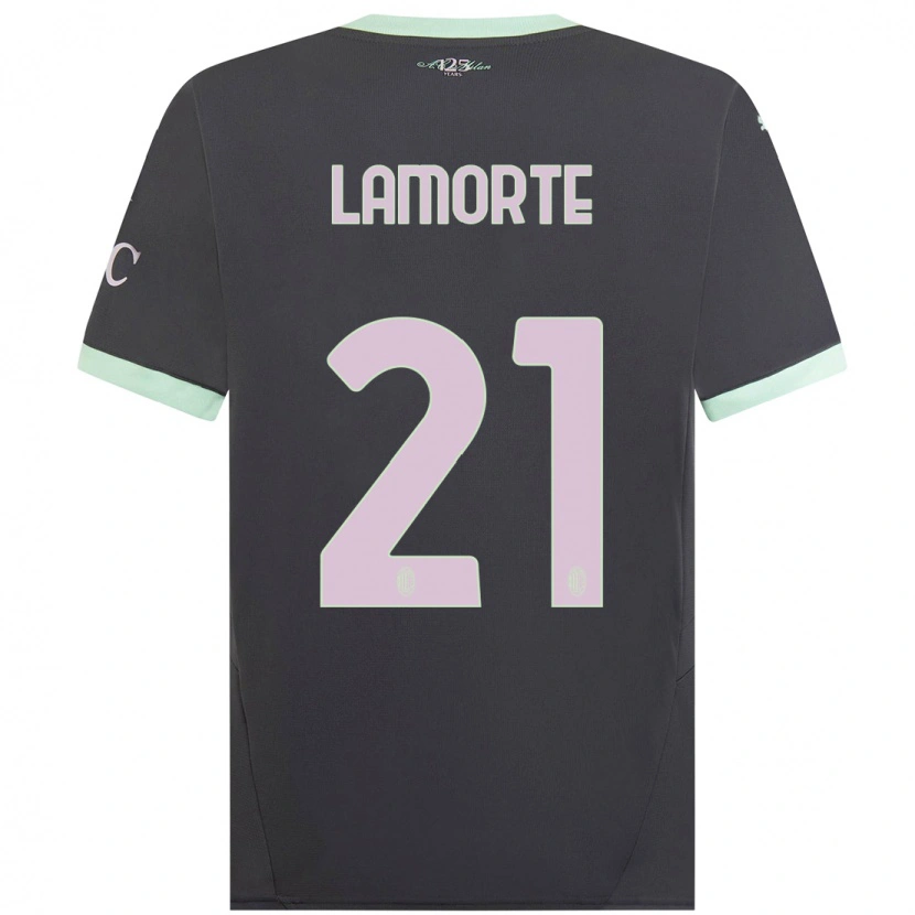 Danxen Barn Alessandro Lamorte #21 Grå Tredjesatsen Matchtröjor 2024/25 Tröjor T-Tröja