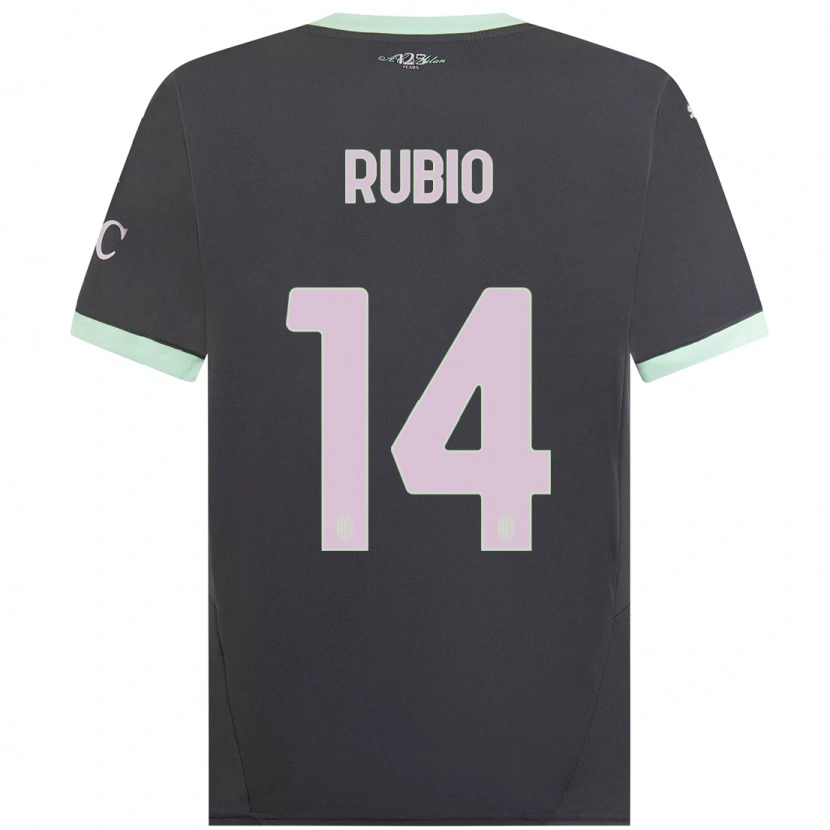 Danxen Barn Silvia Rubio #14 Grå Tredjesatsen Matchtröjor 2024/25 Tröjor T-Tröja