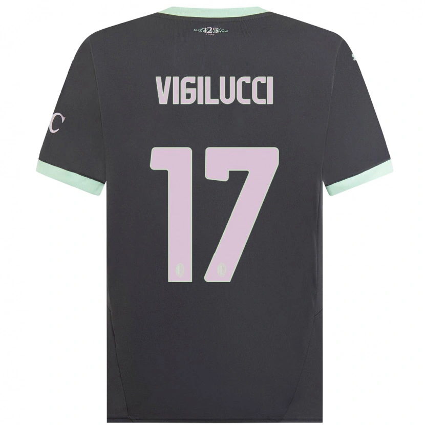 Danxen Barn Valery Vigilucci #17 Grå Tredjesatsen Matchtröjor 2024/25 Tröjor T-Tröja