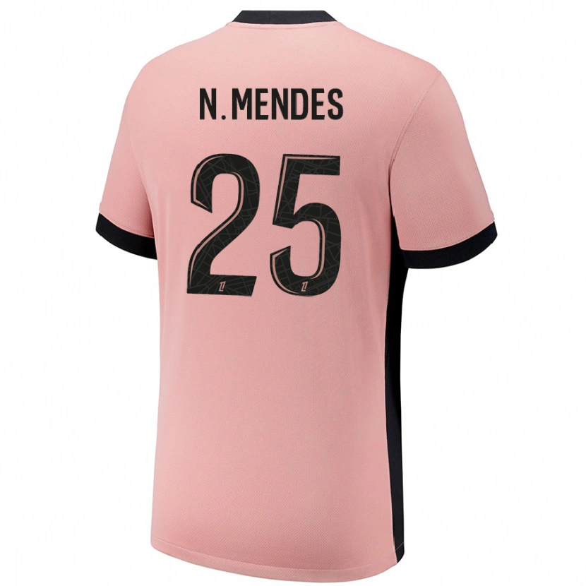 Danxen Barn Nuno Mendes #25 Rost Rosa Tredjesatsen Matchtröjor 2024/25 Tröjor T-Tröja