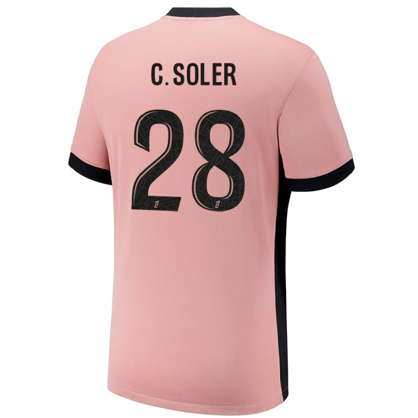 Danxen Barn Carlos Soler #28 Rost Rosa Tredjesatsen Matchtröjor 2024/25 Tröjor T-Tröja