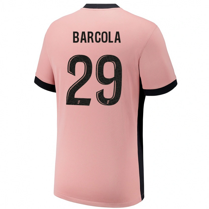 Danxen Barn Bradley Barcola #29 Rost Rosa Tredjesatsen Matchtröjor 2024/25 Tröjor T-Tröja