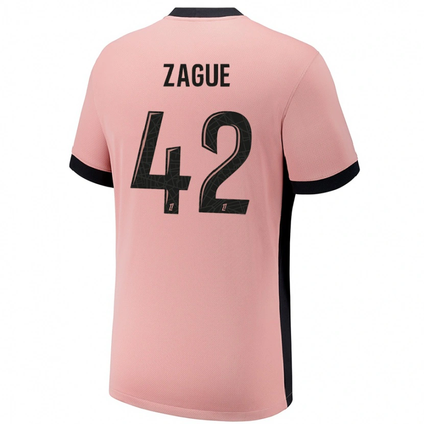 Danxen Barn Yoram Zague #42 Rost Rosa Tredjesatsen Matchtröjor 2024/25 Tröjor T-Tröja
