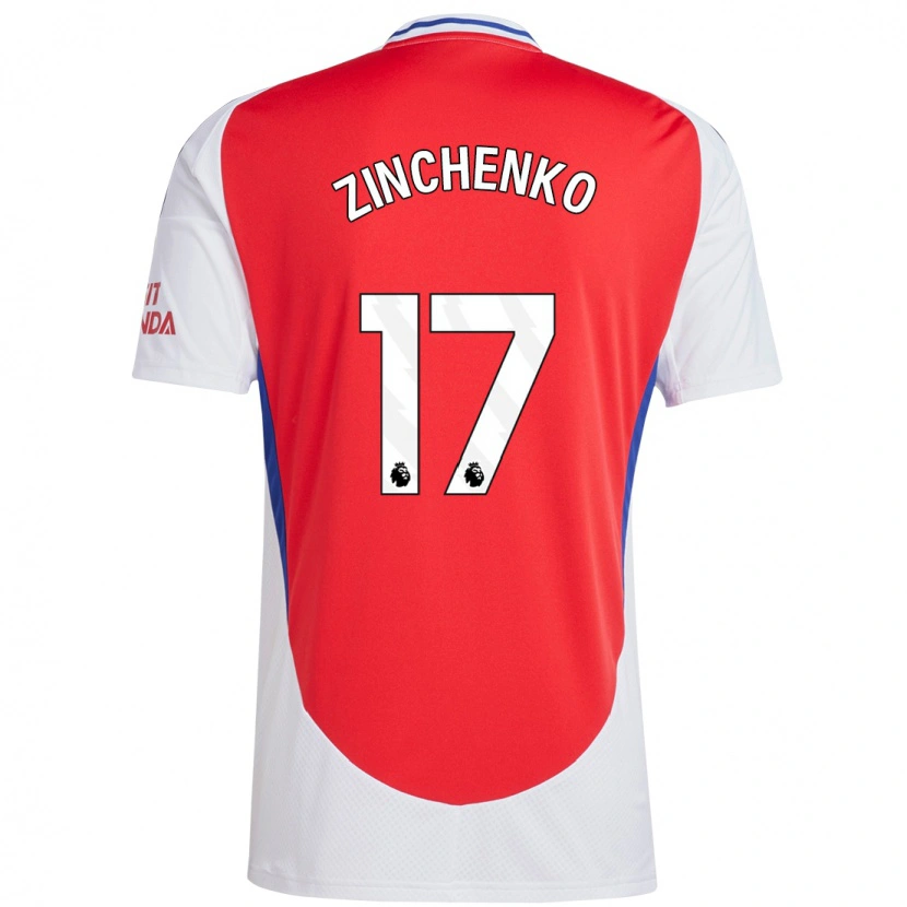 Danxen Män Oleksandr Zinchenko #17 Röd Vit Hemmatröja Matchtröjor 2024/25 Tröjor T-Tröja