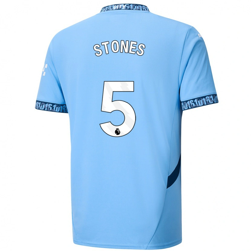 Danxen Män John Stones #5 Marinblå Hemmatröja Matchtröjor 2024/25 Tröjor T-Tröja