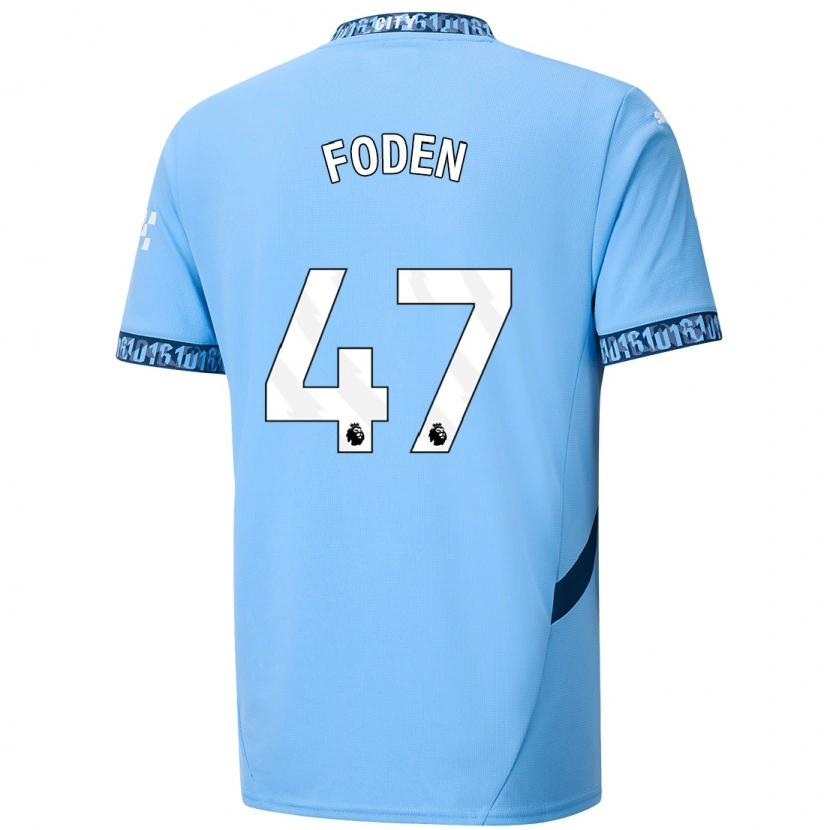 Danxen Män Phil Foden #47 Marinblå Hemmatröja Matchtröjor 2024/25 Tröjor T-Tröja