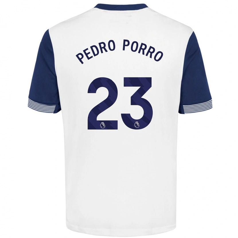 Danxen Män Pedro Porro #23 Vit Blå Hemmatröja Matchtröjor 2024/25 Tröjor T-Tröja