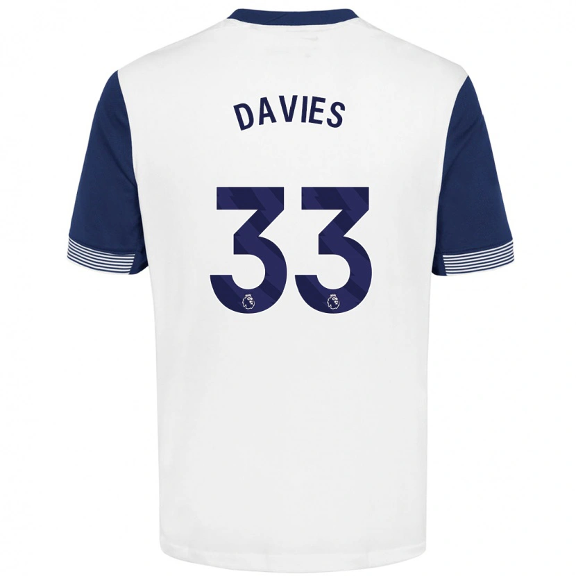 Danxen Män Ben Davies #33 Vit Blå Hemmatröja Matchtröjor 2024/25 Tröjor T-Tröja