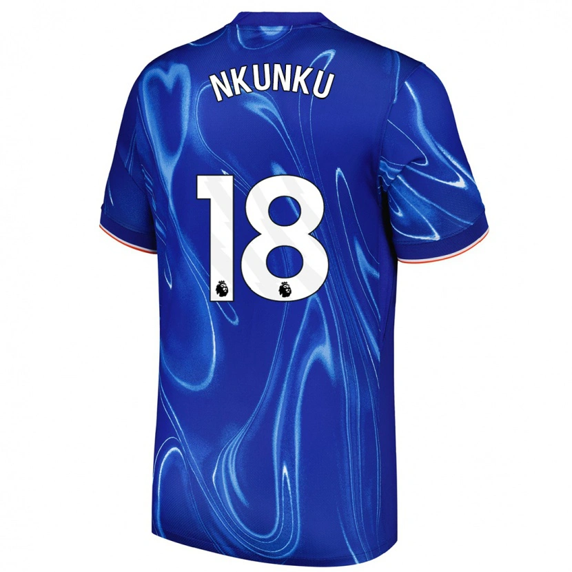 Danxen Män Christopher Nkunku #18 Blå Vit Hemmatröja Matchtröjor 2024/25 Tröjor T-Tröja