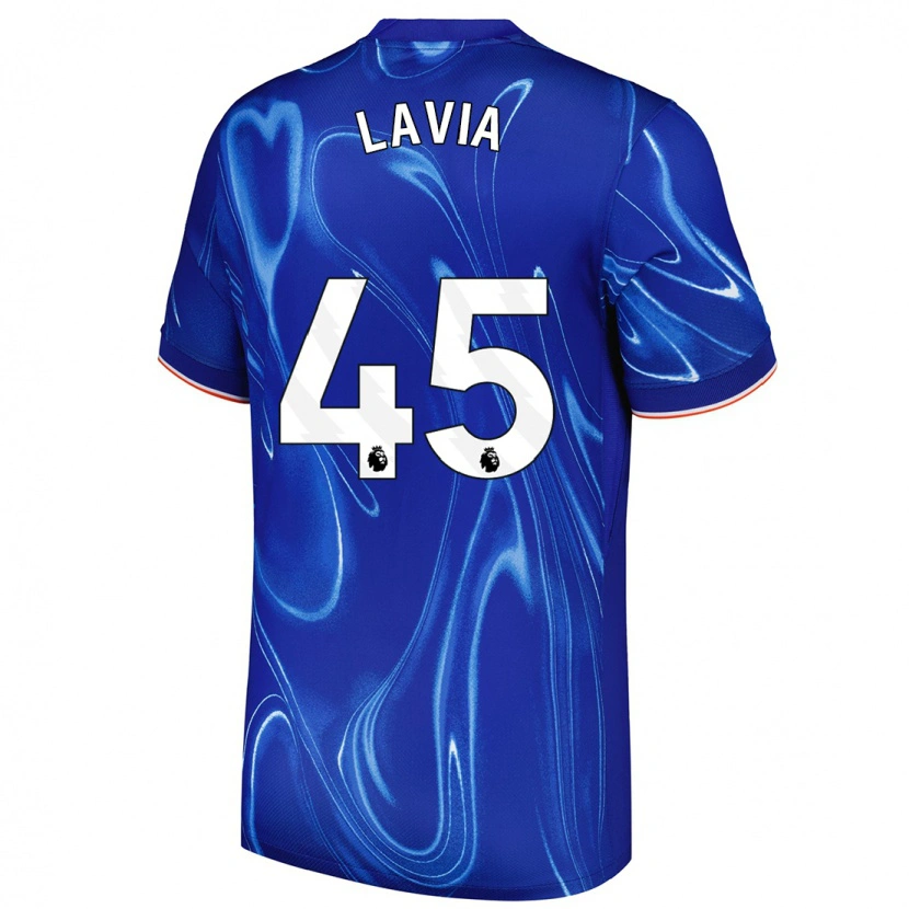 Danxen Män Roméo Lavia #45 Blå Vit Hemmatröja Matchtröjor 2024/25 Tröjor T-Tröja