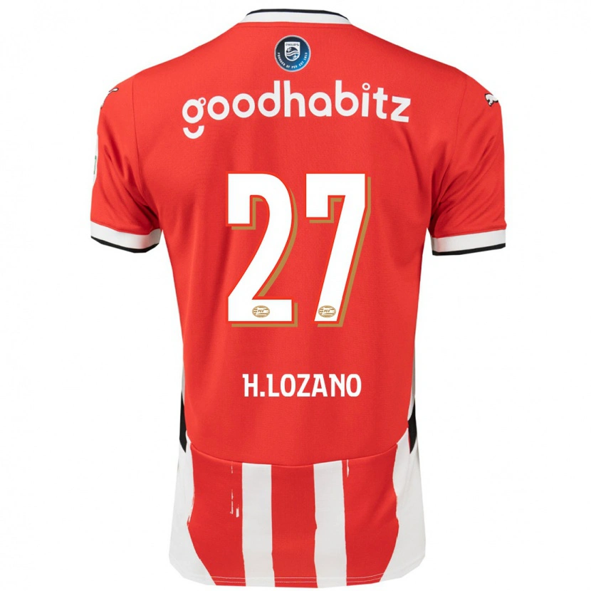 Danxen Män Hirving Lozano #27 Röd Vit Hemmatröja Matchtröjor 2024/25 Tröjor T-Tröja