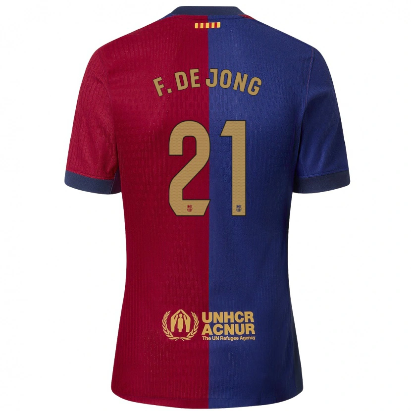 Danxen Män Frenkie De Jong #21 Blå Röd Hemmatröja Matchtröjor 2024/25 Tröjor T-Tröja