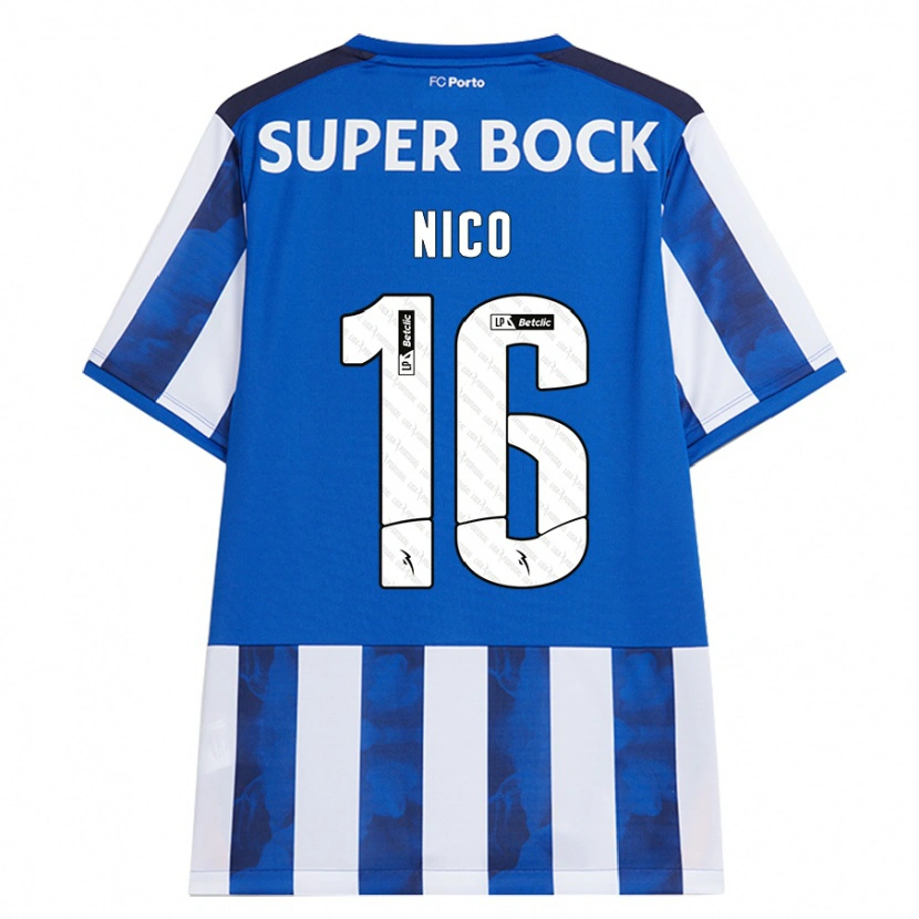 Danxen Män Nico González #16 Blå Vit Hemmatröja Matchtröjor 2024/25 Tröjor T-Tröja