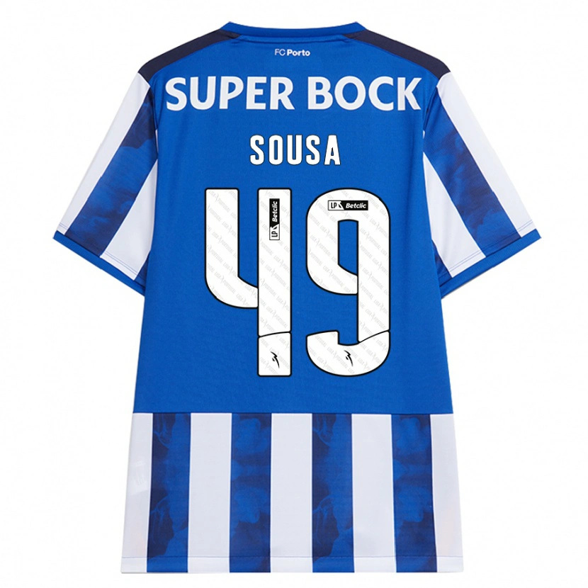 Danxen Män Gonçalo Sousa #49 Blå Vit Hemmatröja Matchtröjor 2024/25 Tröjor T-Tröja