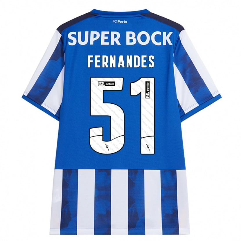 Danxen Män Diogo Fernandes #51 Blå Vit Hemmatröja Matchtröjor 2024/25 Tröjor T-Tröja