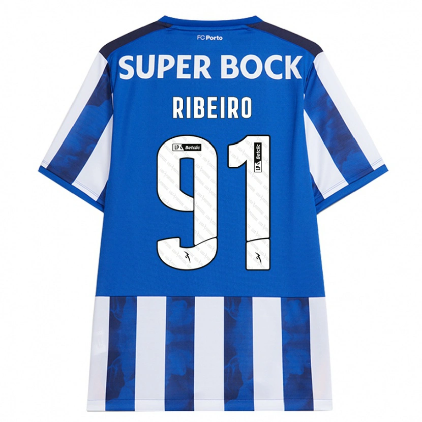 Danxen Män Gonçalo Ribeiro #91 Blå Vit Hemmatröja Matchtröjor 2024/25 Tröjor T-Tröja
