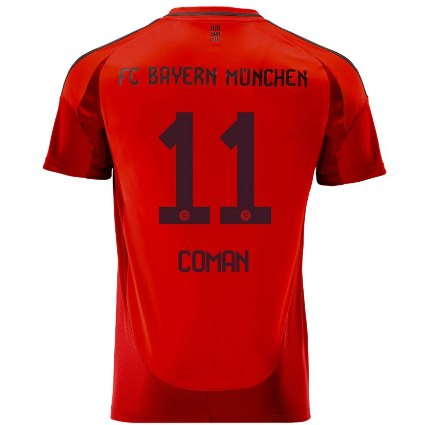 Danxen Män Kingsley Coman #11 Röd Hemmatröja Matchtröjor 2024/25 Tröjor T-Tröja