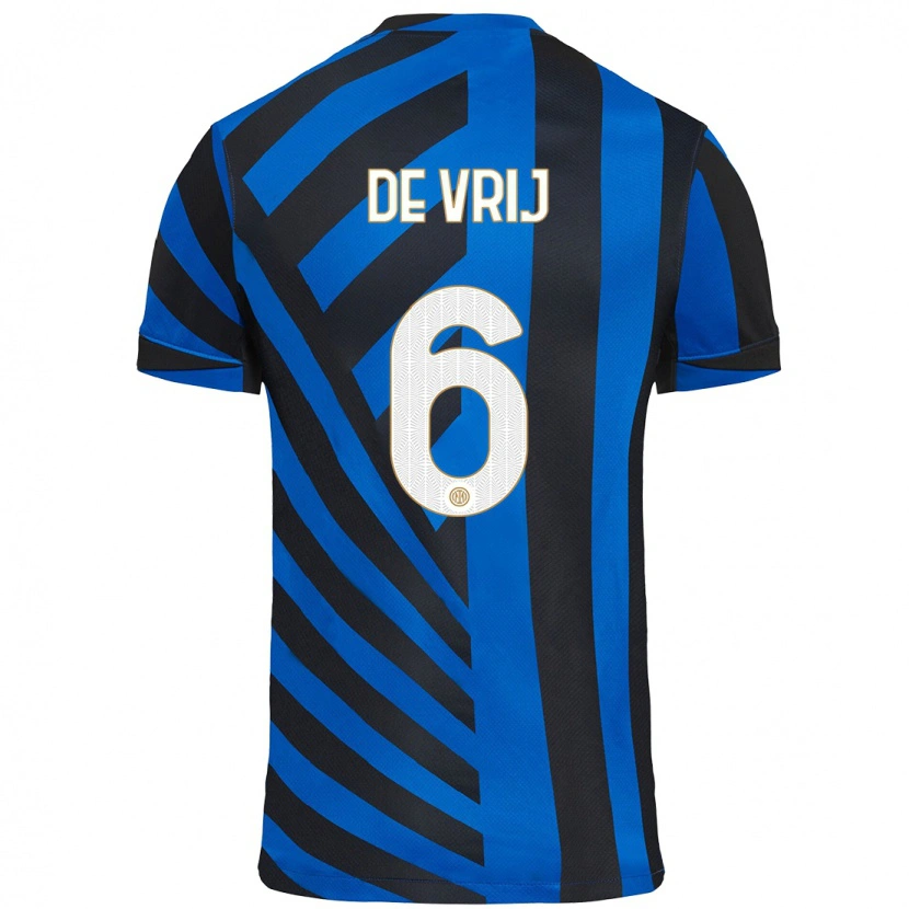 Danxen Män Stefan De Vrij #6 Blå Svart Hemmatröja Matchtröjor 2024/25 Tröjor T-Tröja